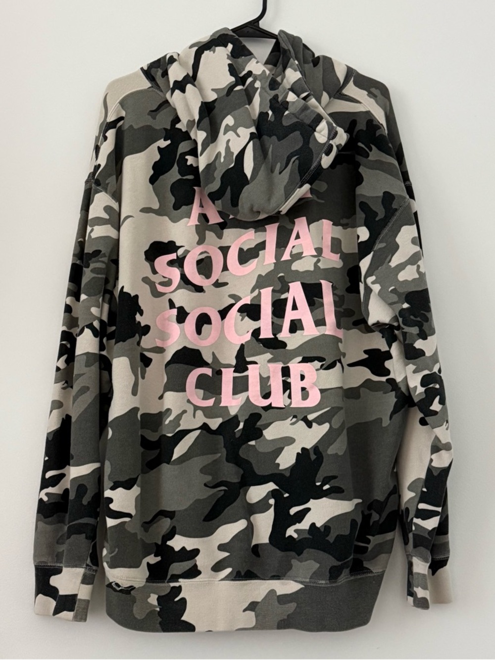 Anti Social Social Club Grey Camo Pullover with Pink ASSC Logo - Size L